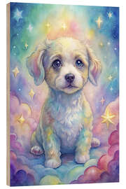 Cuadro de madera Puppy in the fantasy world