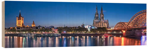 Tableau en bois Sunset over the Cologne skyline
