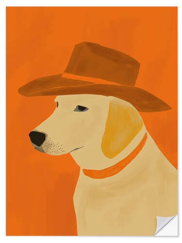 Muursticker Dog with Hat