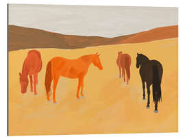 Alumiinitaulu Horses in the Golden Field