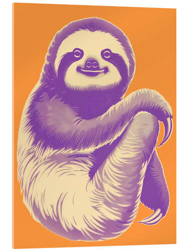Acrylic print Funny sloth in purple and orange
