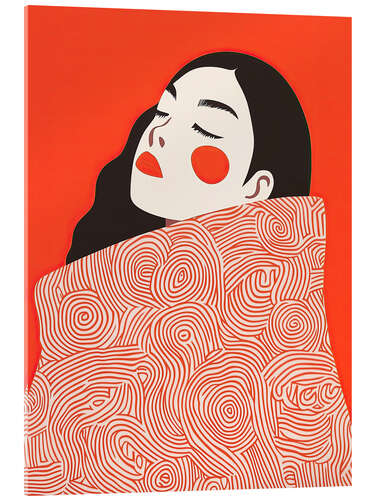 Acrylic print Woman with patterned jacket