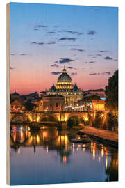 Holzbild Sonnenuntergang über Rom