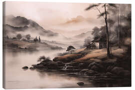Stampa su tela Mountain idyll in the fog - Dani Jay Designs