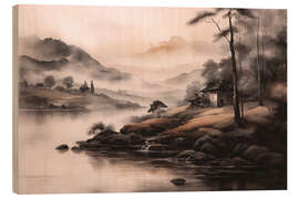 Holzbild Bergidylle im Nebel - Dani Jay Designs