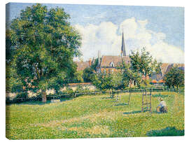 Lienzo The House of the Deaf Woman and the Belfry at Eragny - Camille Pissarro