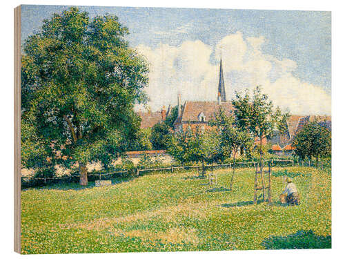 Wood print The House of the Deaf Woman and the Belfry at Eragny