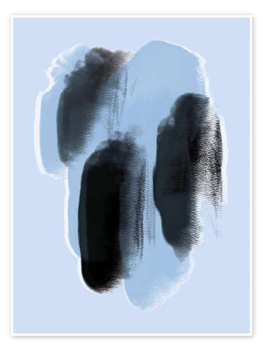 Poster Abstrakte blaue Farbpunkte