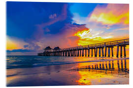 Tableau en verre acrylique Pier in Naples at sunset, Florida, USA - HADYPHOTO