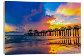 Obraz na drewnie Pier in Naples at sunset, Florida, USA - HADYPHOTO