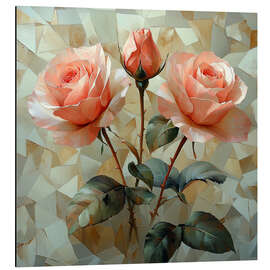 Alubild Bouquet zarter Rosen