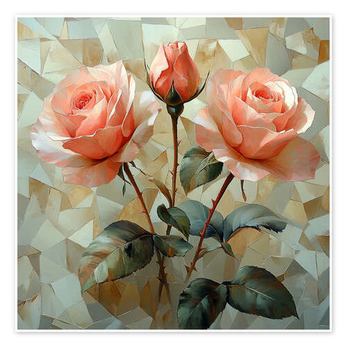Poster Bouquet of delicate roses