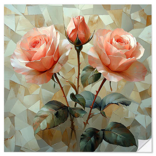 Sticker mural Bouquet of delicate roses