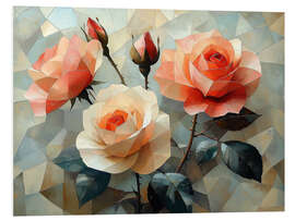 Hartschaumbild Strauß Teerosen