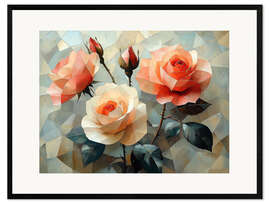 Gerahmter Kunstdruck Strauß Teerosen