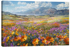 Canvas print Blooming Valley, Colorful Wildflower Field with Mountain View - Dani Jay Designs