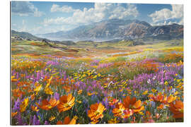 Gallery print Blooming Valley, Colorful Wildflower Field with Mountain View - Dani Jay Designs