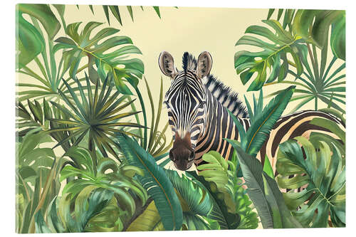 Acrylglasbild Tropisches Dschungelzebra-Abenteuer