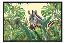 Gerahmter Kunstdruck Tropisches Dschungelzebra-Abenteuer