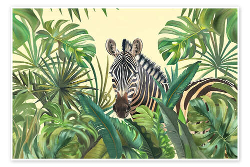 Plakat Tropical Jungle Zebra Adventure