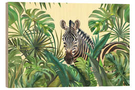 Wood print Tropical Jungle Zebra Adventure - Andrea Haase