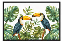 Gerahmter Kunstdruck Tropischer Dschungel-Tukan