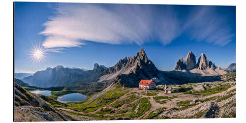 Aluminium print Dolomites panorama Three Peaks and Paternkofel
