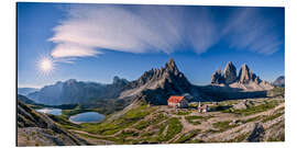 Aluminium print Dolomites panorama Three Peaks and Paternkofel - Achim Thomae