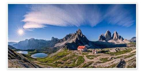 Poster Dolomites panorama Three Peaks and Paternkofel