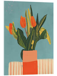 Tableau en verre acrylique Red tulips