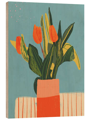Holzbild Rote Tulpen
