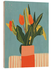 Holzbild Rote Tulpen