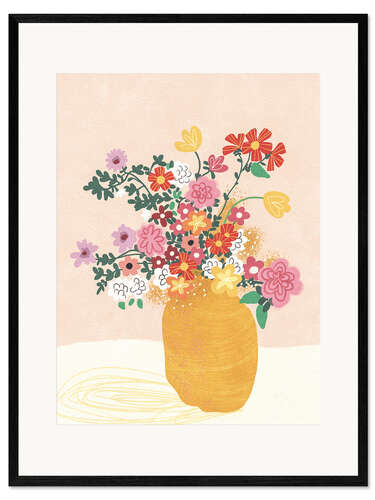 Ingelijste kunstdruk Pink flowers