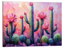 Aluminium print Flowering cacti on a pink background - Maria Tuzhilkina