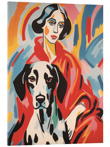 Tableau en verre acrylique Woman with Dalmatian
