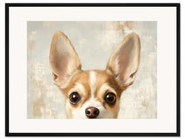 Gerahmter Kunstdruck Vintage Chihuahua Hundeportrait