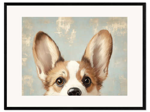 Framed art print Vintage Welsh Corgi Dog Portrait