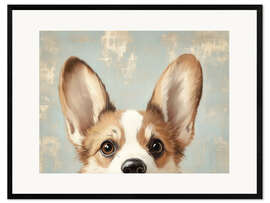 Framed art print Vintage Welsh Corgi Dog Portrait - TAlex