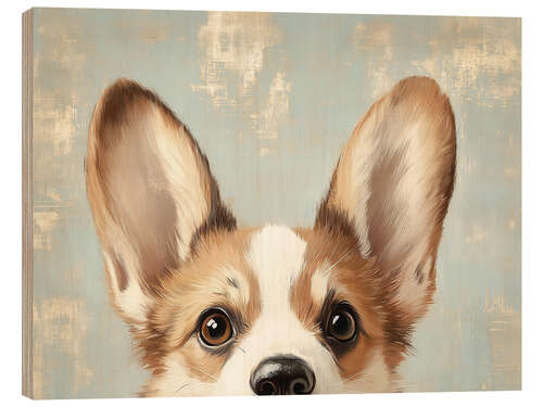 Hout print Vintage Welsh Corgi Dog Portrait