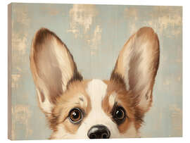 Hout print Vintage Welsh Corgi Dog Portrait
