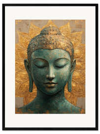 Gerahmter Kunstdruck Buddha auf Gold