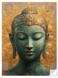 Wandsticker Buddha auf Gold