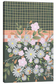 Quadro em tela Daisies and Blossoms with Grid Background - Dani Jay Designs