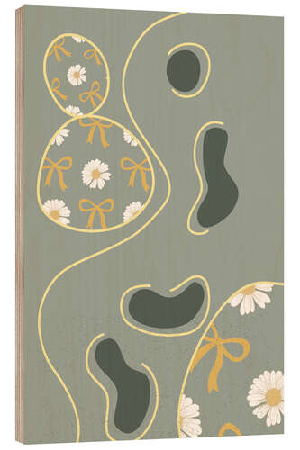 Cuadro de madera Playful Floral Print in Sage and Yellow