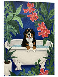 Tableau en verre acrylique Bernese Mountain dog in bathtub - Felipe Hora