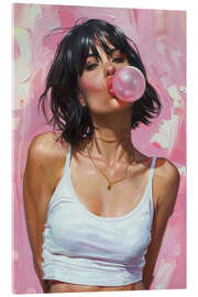 Acrylglasbild Kaugummi-Girl