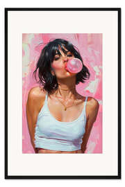 Gerahmter Kunstdruck Kaugummi-Girl