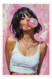 Veggbilde Bubble Gum Girl - Peter Roder
