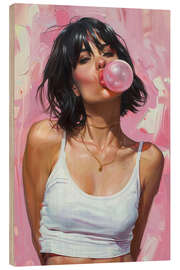 Holzbild Kaugummi-Girl