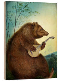 Wood print Mandolin Bear - Catrin Welz-Stein